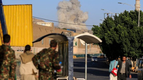 Saudi coalition hits Houthi sites; Aramco office targeted